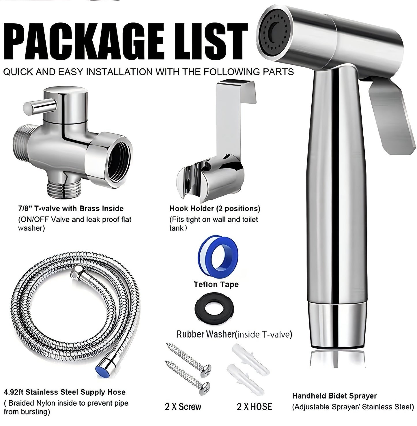 anees Handheld Bidet Sprayer – Jet Spray, Pressure Control